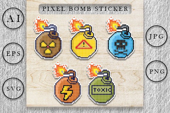 Download Pixel Sticker Art, Bomb Pixel Art - Premium Resources