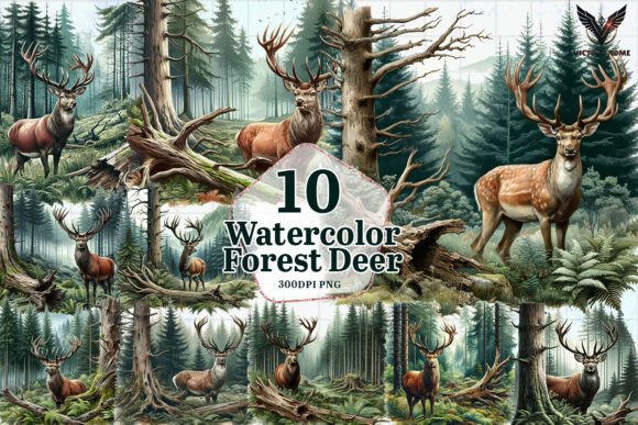 Download Watercolor Forest Deer Clipart PNG - Forest deer clipart Collection
