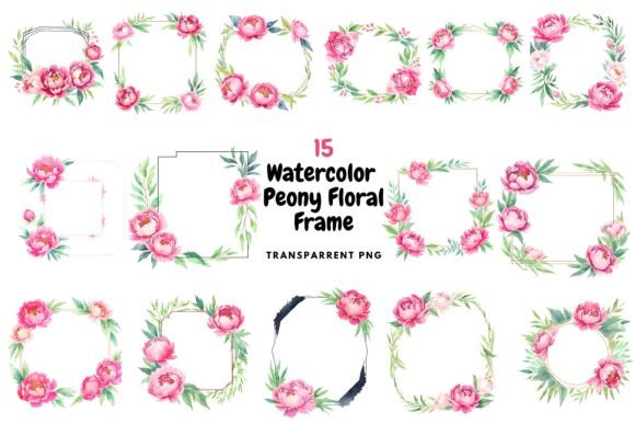 Download Watercolor Peony Floral Frame PNG - Floral frame png Collection