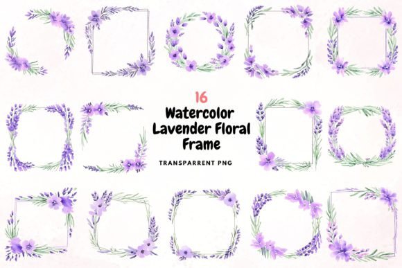 Download Watercolour Lavender Floral Frame PNG - Floral frame png Collection