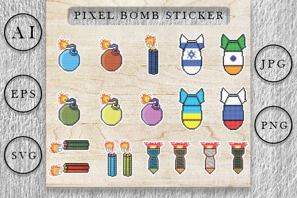 Download Pixel Sticker Art, Bomb Pixel Art Bundle - Premium Resources