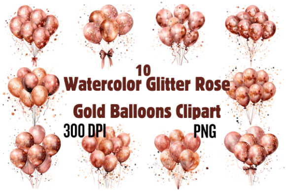 Download Watercolor Glitter Rose Gold Balloons - Rose gold balloons Collection