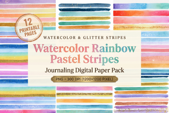 Download Watercolor Rainbow Pastel Stripes - Rainbow pastel Collection
