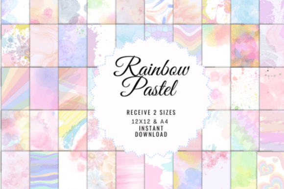 Download Rainbow Pastel Digital Paper Pack - Rainbow pastel Collection