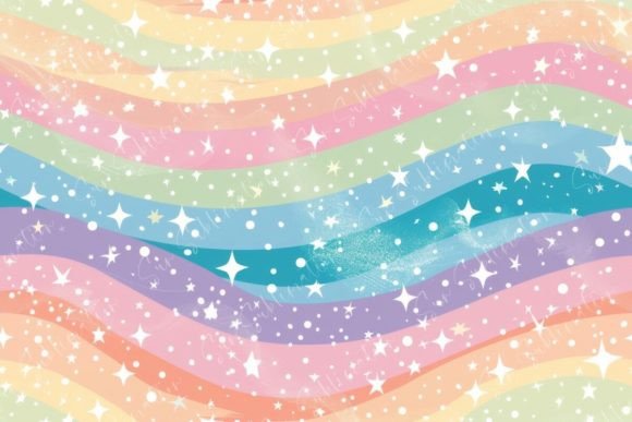 Download Rainbow Pastel Color Wave with Star - Rainbow pastel Collection