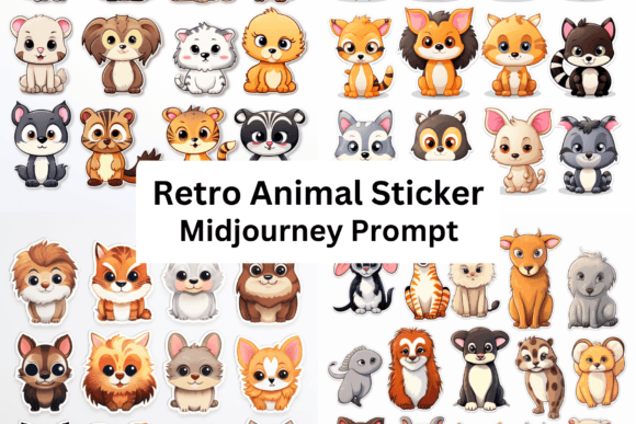 Download Ai Prompt for Retro Animals Sticker - Premium Bundle